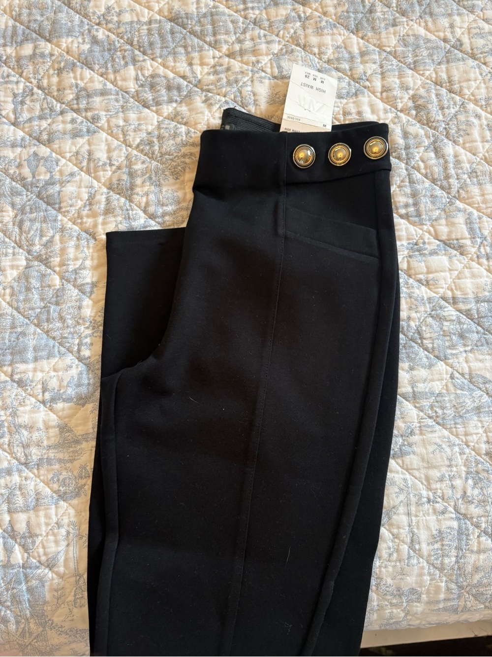 Zara Black Kids Joggers with Gold Button Waist Detail